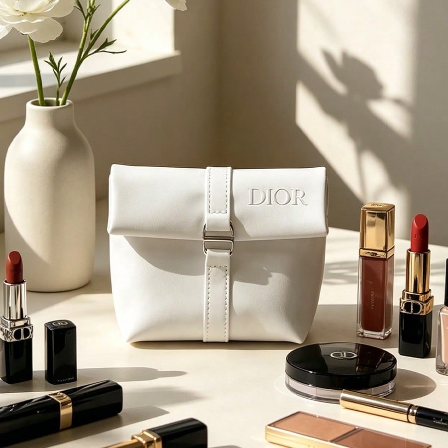 Luxury Skincare Samples - Белая косметичка Dior, роскошная косметичка с
